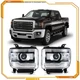 For 2014-2019 GMC Sierra 1500 2500HD 3500HD Base Chrome Headlights Assembly Pair