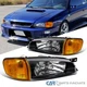 Fits 95-01 Subaru Impreza Black Headlights+Amber Corner Turn Signal Lamps Pair