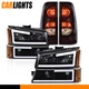 Fit For 03-07 Chevy Silverado LED DRL Headlights Black & Tail Lights
