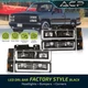 For 1992-1993 Chevy Suburban Silverado Black DRL Head Light Amber Signal Bumpers