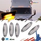 Clear W/Amber LED Front Roof Clearance Marker Lamps X5 Fit Freightliner Cascadia