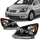 SCITOO Pair Set Headlights Assembly For 2005-2010 Honda Odyssey 3.5L Black Amber