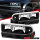 Fit 1998-2004 Chevy S10 Pickup Blazer Black Headlights+Bumper Turn Signal Lamps