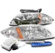FOR 00-02 CHEVY CAVALIER CHROME REPLACEMENT HEADLIGHT LAMP W/BLUE LED DRL+6K HID FOR 00-02 CHEVY CAVALIER CHROME REPLACEMENT HEADLIGHT LAMP W/BLUE LED DRL+6K HID