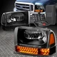 FOR 99-04 FORD F250 SUPER DUTY LED SIGNAL BLACK CLEAR CORNER HEADLIGHT+TOOL SET