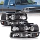 Black Headlights+Bumper Lamps For 99-02 Chevy Silverado/00-06 Tahoe Suburban