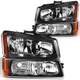 Fits 2005-2006 Chevy Avalanche Headlights Assembly Pair Headlamp Replacement Set