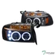 Topline For 1997-2004 Dakota/Durango LED Halo Projector Headlights Amber - Black Topline For 1997-2004 Dakota/Durango LED Halo Projector Headlights Amber - Black