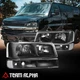 Fits 2003-2023 Chevy Express/GMC Savana Headlight Bumper Lamps Black/Clear 4Pcs