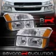 For 2002-2006 Avalanche Cladding Chrome Amber Head Lamps + Bumper Parking Lights