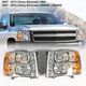 For 2007-2013 Chevy Silverado 1500 2500HD Chrome Headlights with Amber Corner For 2007-2013 Chevy Silverado 1500 2500HD Chrome Headlights with Amber Corner