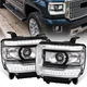 Clear Fits 2014-2019 GMC Sierra 1500 2500HD Projector Headlights Lamps LED Strip