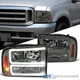 Fits 1999-2004 Ford F250 F350 F450 Superduty Smoke LED Tube Headlights Lamps L+R