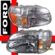1995-2001 Ford Explorer XL XLT Chrome Headlights + Corner Signal Lights Set