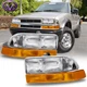 Pair Chrome & Amber Headlights Assy Factory Style For 1998-2004 CHEVY S10 BLAZER