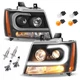 Black LED Tube DRL Headlights Pair For 2007-2014 Chevy Suburban/Tahoe/Avalanche