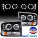 Fits 1999-2004 Ford F250 F350 F450 LED Halo Projector Headlights Black