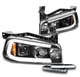 For 06-10 Dodge Charger LED Tube Projector Black Headlight +DRL Signal LH+RH Set