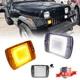 Fits Jeep 1987-1995 Wrangler YJ Clear Switchback LED DRL Turn Signal Lights 2PCS