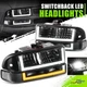 U-Shape LED DRL Switchback Headlights for Chevy Blazer S10 98-04 Black/Clear