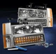 1988-1993 CHEVY/GMC C/K CRYSTAL HEADLIGHT CHROME +LED BUMPER+CORNER+BLUE DRL KIT