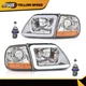 Chrome LED DRL Headlights+Corner Lights Fit For 97-03 Ford F150/99-02 Expedition