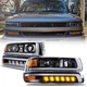 Pair Headlights For 1999-2002 Chevy Silverado 00-06 Tahoe LED DRL & Bumper Lamps