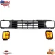 Fits 1984-1986 TOYOTA PICKUP New Front Black Grille & Park Light Left Right 3pc