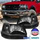 Fit 1998-2000 Ford Ranger Diamond Black Headlights+Corner Turn Signal Lamps Pair
