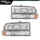 Fit For 1998-2004 Chevy S10/Blazer LED Tube Amber/Chrome Headlights Assembly