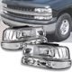 Headlights Assembly For 1999-2006 Tahoe Suburban 1500 2500 Chrome Housing Pair