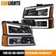 LED DRL Clear Headlights Bumper Lamps Fits 2003-2007 Chevy Silverado /Avalanche