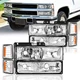 Headlights Assembly For 94-98 Chevy Silverado Tahoe C10 C/K 1500 2500 3500 8pcs