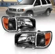 For 1999-2004 Nissan Pathfinder Black Headlights w/Parking Corner Light 4pc Set