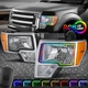 [Multi-Color RGB LED DRL] For 09-14 Ford F-150 Headlight Lamps LH+RH Pair Chrome