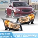 NEW Pair LH & RH Black Housing Front Headlights Assembly For 11-16 Chevy Cruze