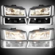 For 2003-2006 Chevy Silverado 1500-3500 Headlights Headlamps W/ LED DRL Pairs