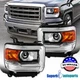 Fits 2014-2018 GMC Sierra 1500 2500HD 3500HD Projector Headlights Corner Lamps