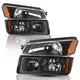 4pcs Headlight+Bumper Lamp For 2002-2006 Chevy Avalanche w/ Body Cladding