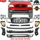 Front Primed Bumper Kit +Grille + Headlights +Brackets For 2001-04 Toyota Tacoma