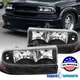 Fits 1998-2004 Chevy S10 98-04 Blazer Pickup Black Headlights+Bumper Signal Lamp