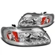 [Halo Rings+LED DRL] For 1997-2003 Ford F150 Chrome Amber Projector Headlights