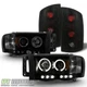 [Black Smoke] 2002-2005 Dodge Ram 1500 LED Halo Projector Headlights+Tail Lights