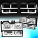 For 1988-2000 Chevy GMC C/K Suburban Tahoe Yukon F-LED Bar DRL Headlights Chrome