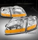 For 97-03 Ford F-150 Harley Davidson Style Headlight w/Corner Light Chrome LH+RH