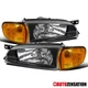 Fits 1995-2001 Subaru Impreza Black Headlights+Amber Corner Signal Lamps Pair