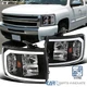 Fits 2007-2013 Chevy Silverado 1500 2500HD 3500HD LED Strip Headlights Black Fits 2007-2013 Chevy Silverado 1500 2500HD 3500HD LED Strip Headlights Black
