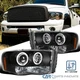 Fits 2002-2005 Dodge Ram 1500 2500 3500 LED Halo Projector Headlights Lamp Black