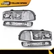 Fit For 99-07 GMC Sierra 1500 2500 LED DRL Chrome/Clear Headlights +Bumper Lamps