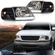 Fit For 97-03 Ford F150/99-02 Expedition LED Tube Headlights+Corner Lights Black